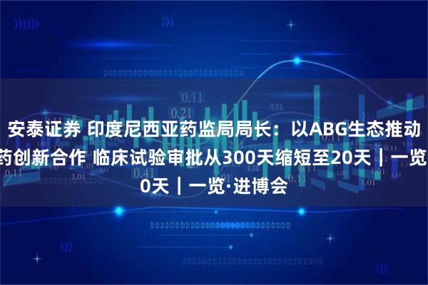 安泰证券 印度尼西亚药监局局长：以ABG生态推动跨国医药创新合作 临床试验审批从300天缩短至20天｜一览·进博会